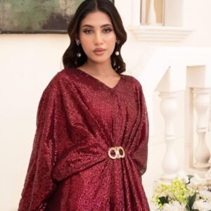 Moonlight Sequence Kaftan Maroon